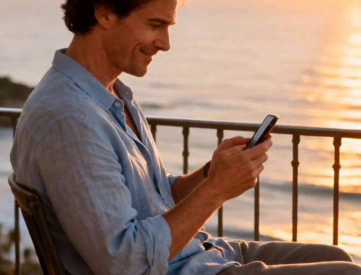 Proprietario che controlla i consumi dell'alloggio dallo smartphone